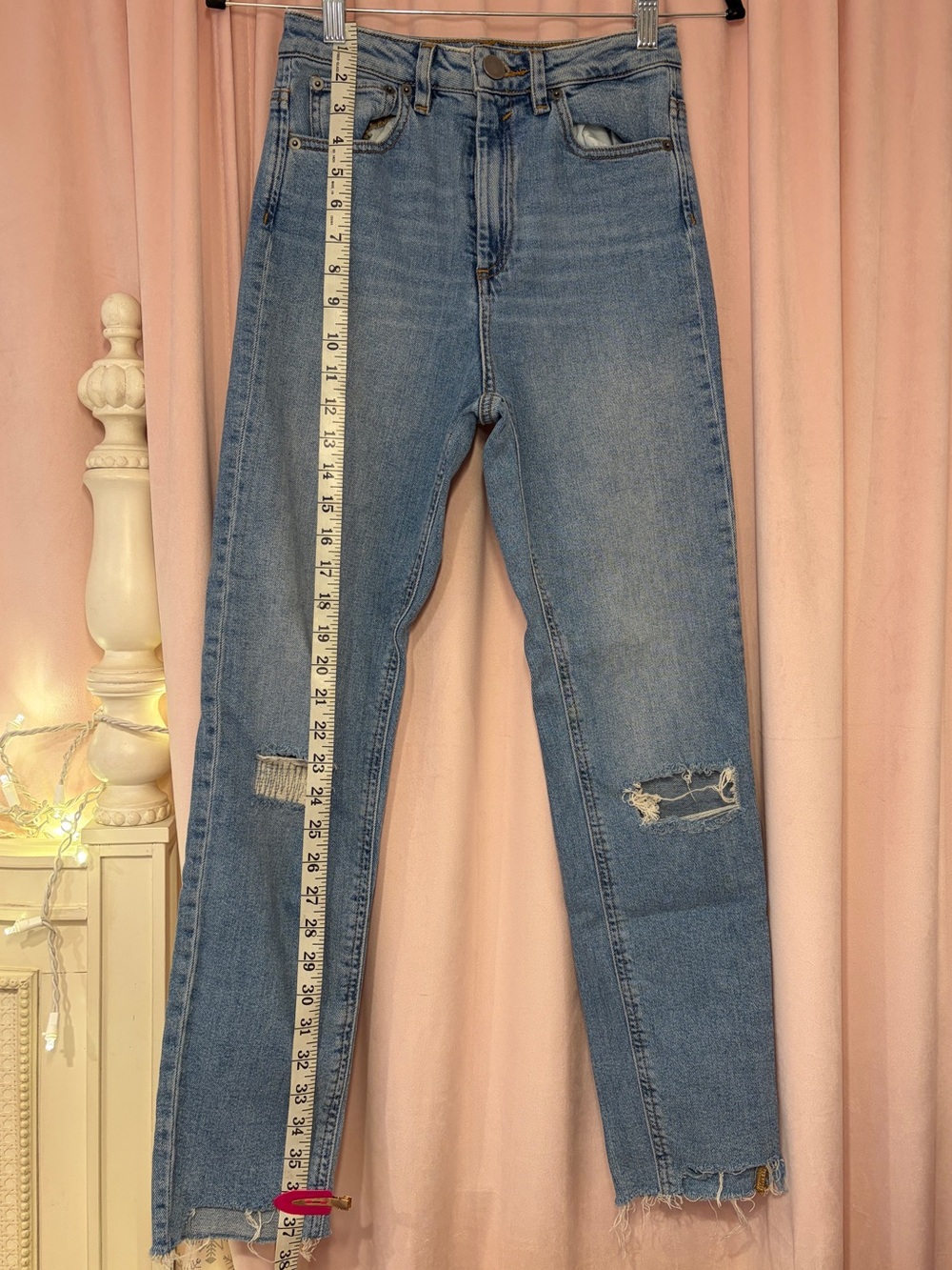 ASOS Light Blue Distressed Straight Leg Jeans